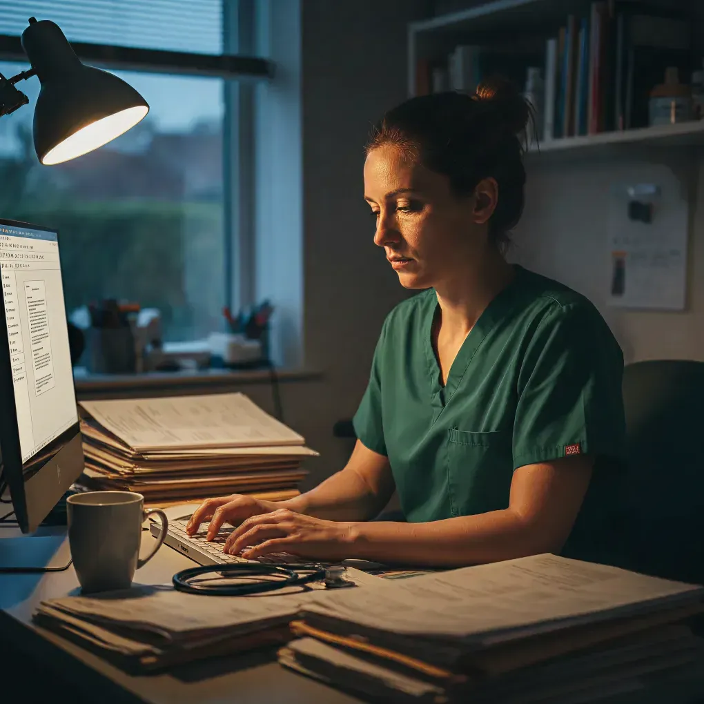 Vétérinaire rédigeant un compte rendu